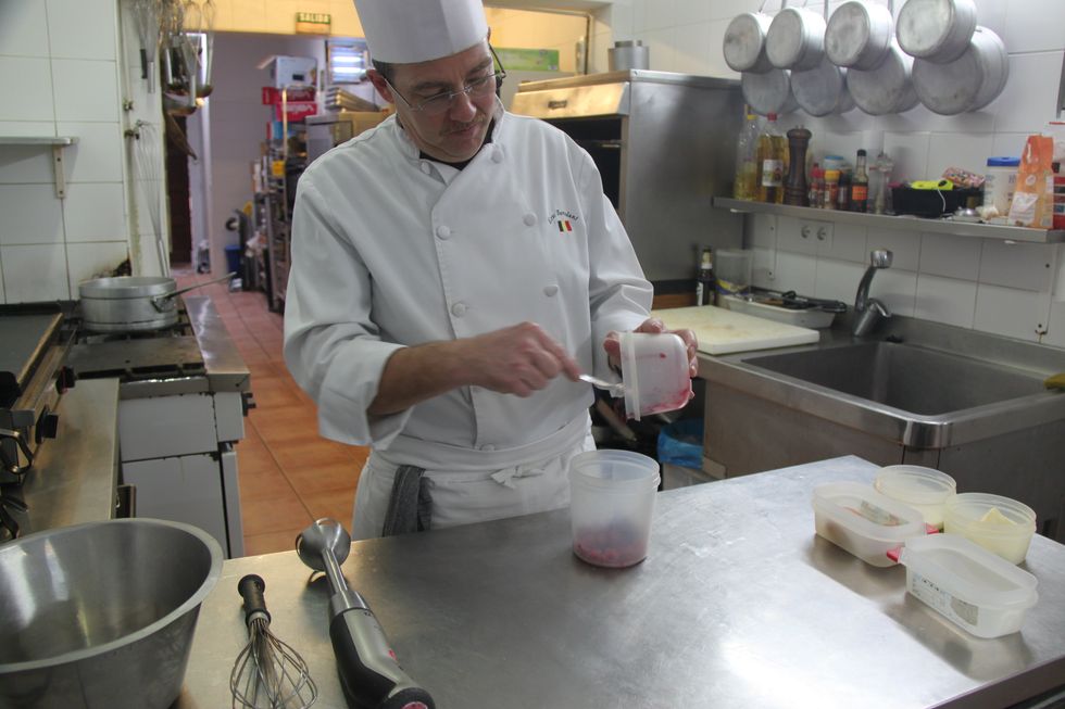 raspberries and syrup