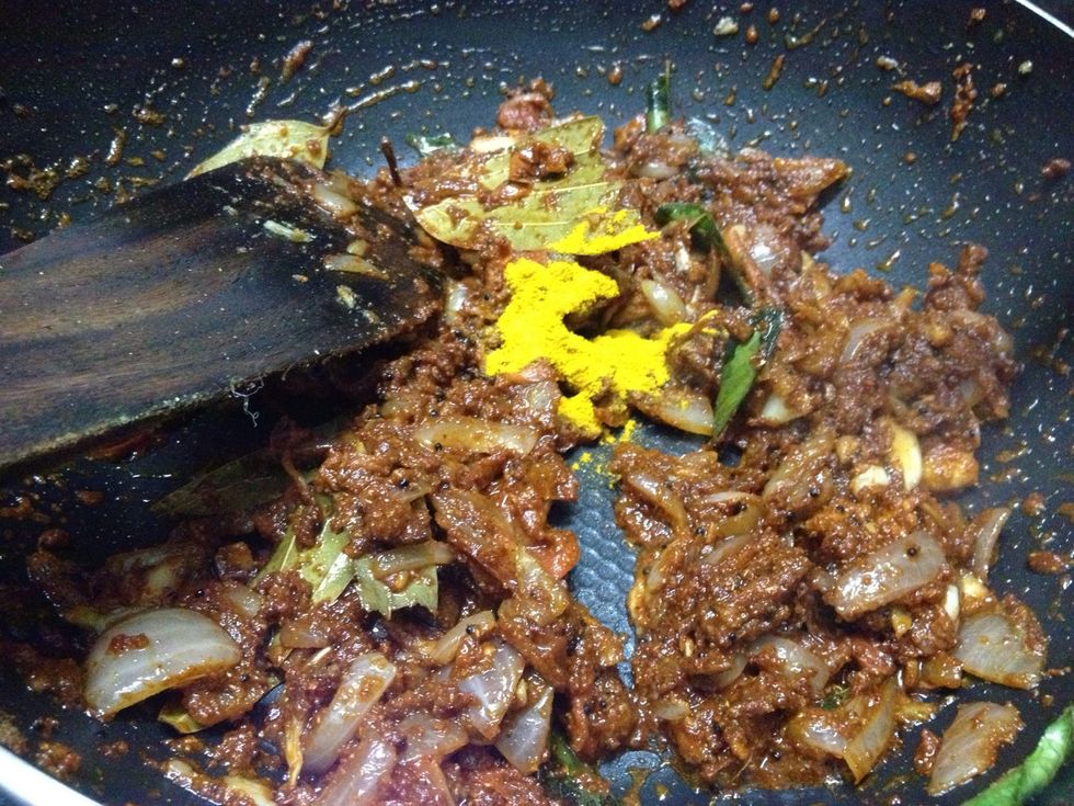 Raw masala cooked well I think.