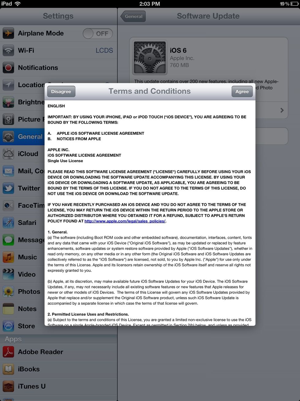 Read it. Click on Agree in the top right corner of the pop-up window.