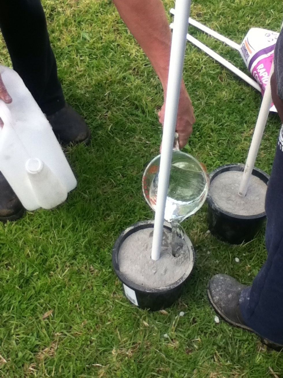 Read the instructions on how much water to put in the cement and divide how much water  by six.