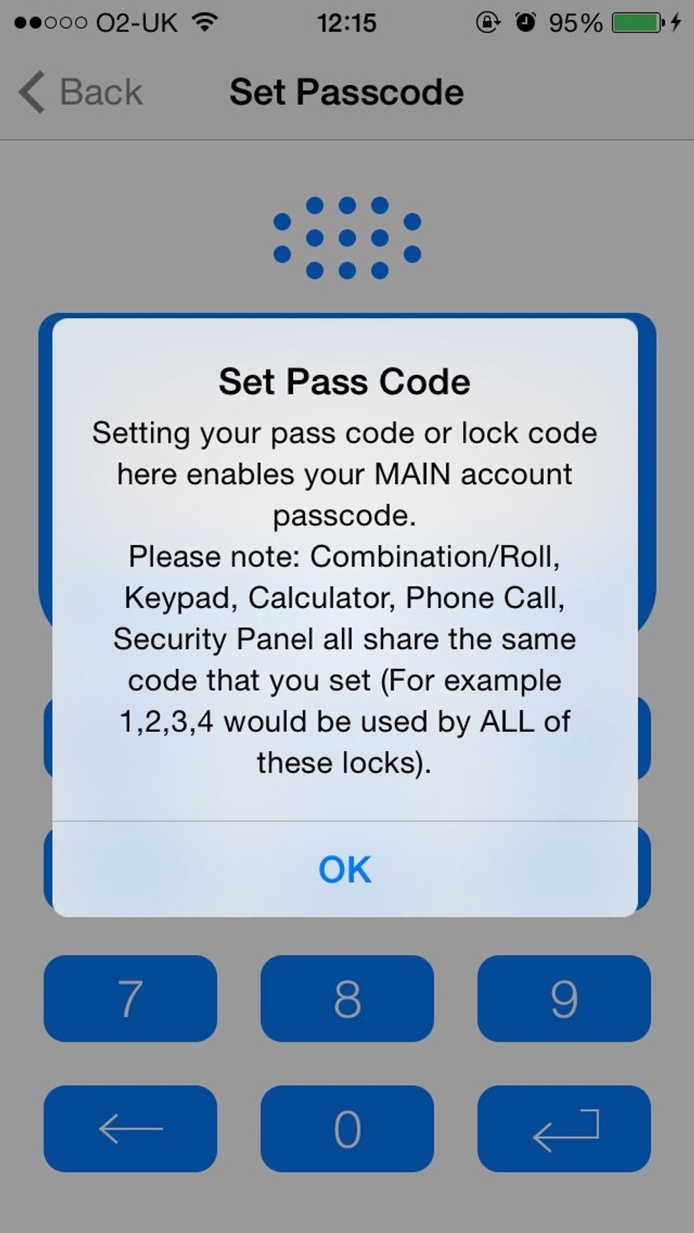 Read the pop-up and type in the pass code you'd like to set