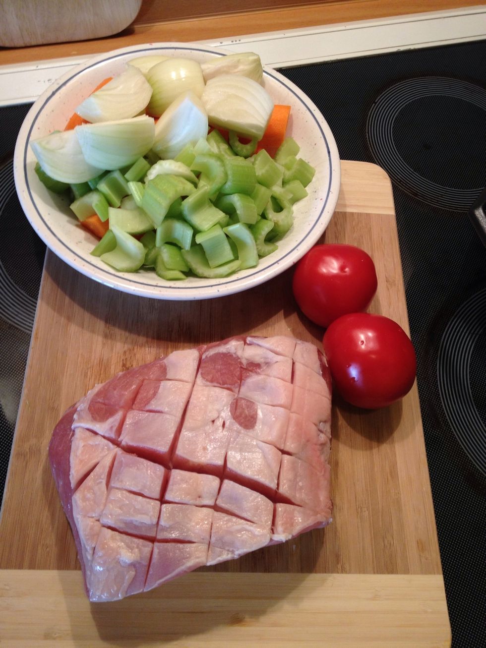 Readily prepared pork & vegetables