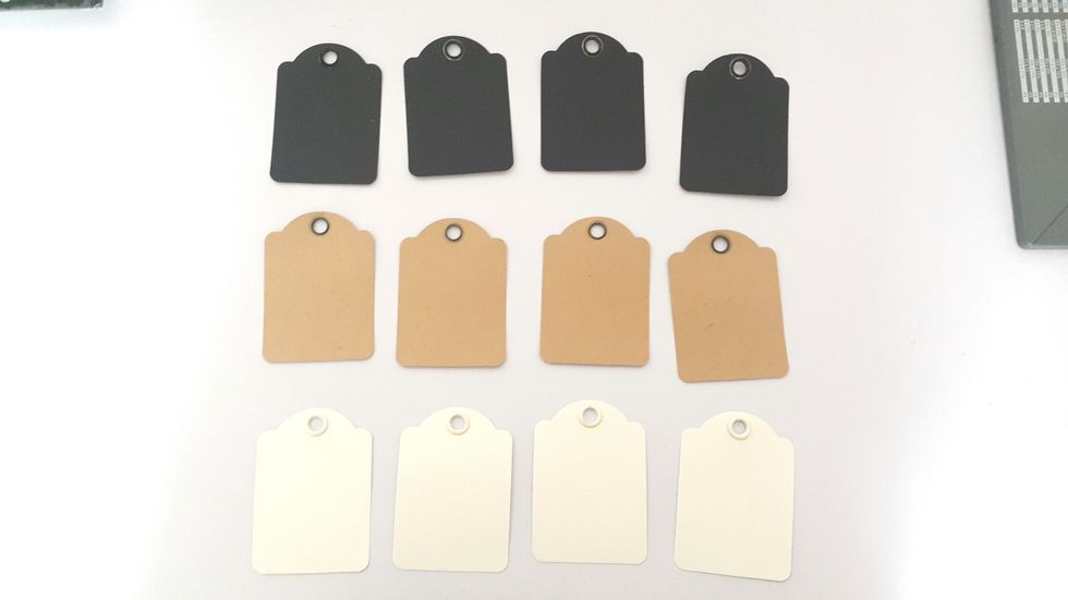 Ready 4 each of black, kraft, and ivory Graphic 45 Artist Trading Tags