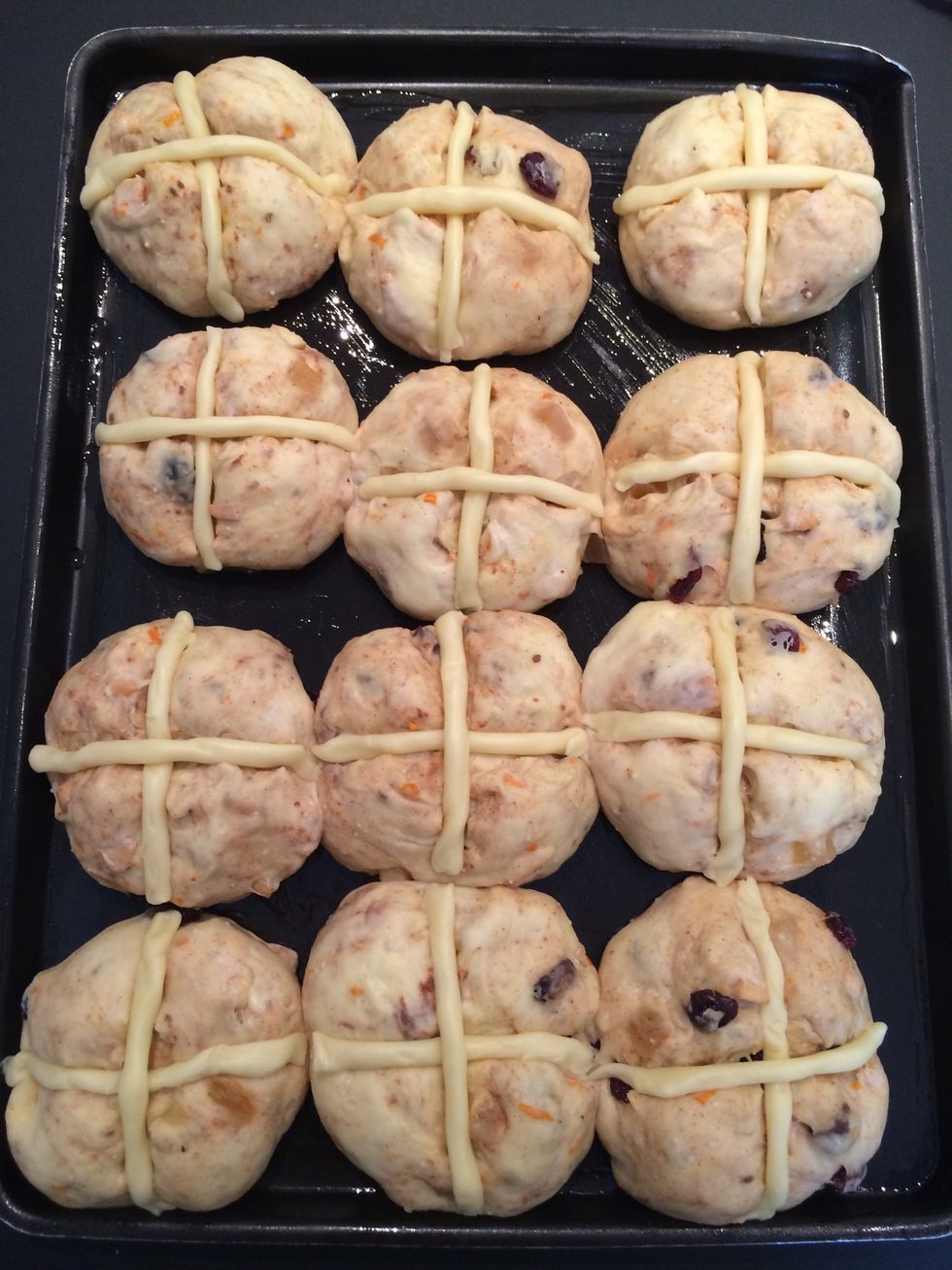 Ready for the oven. Bake in a preheated oven 200C for 30 mins