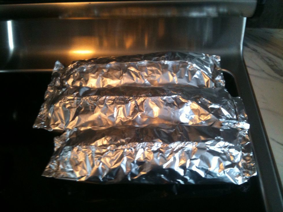 Ready for the oven or grill. On a hot grill cook for about 30-45mins . In the oven at 375*F for about 1 hr. Turn them over every 15-20 mins.
