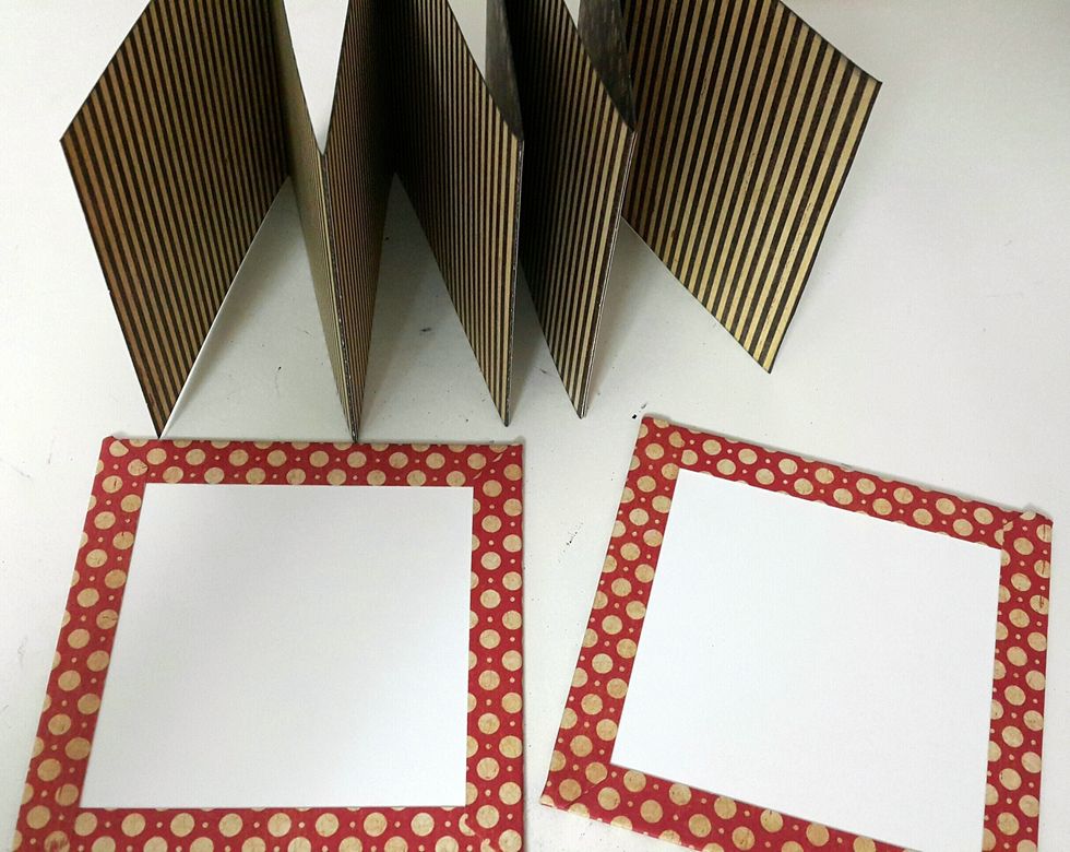 Ready the chipboard cover of 4 \u00be\u201d x 4 \u00be\u201d, and also cover with selected \u201cAn ABC Primer\u201d paper of 6\u201d x 6\u201d.