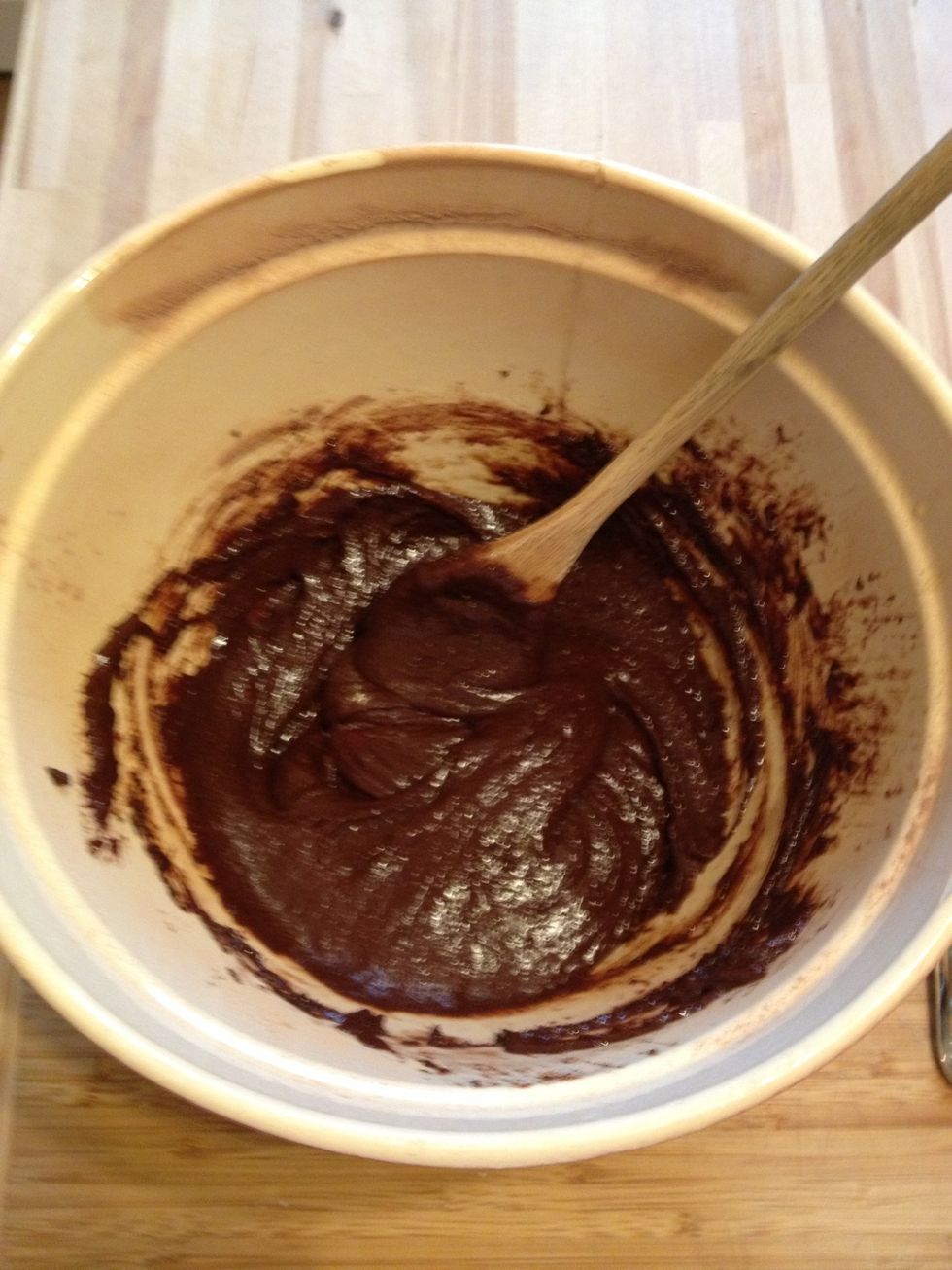 Ready to make some brownies? Put your dry mixture in a bowl, add eggs, oil and vanilla and stir until mixed.