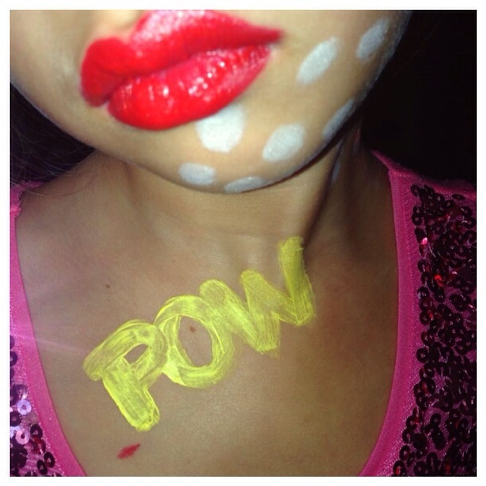 Ready to outline and fill in pow with red paint