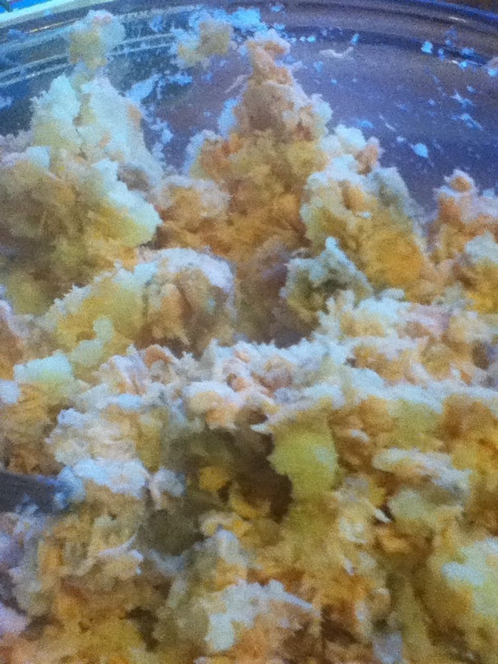 Really don't pulverise it- mix it gently and keep it flaky
