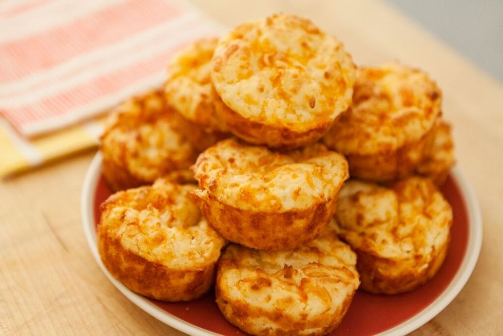 Recipe inspired by: http://thepioneerwoman.com/cooking/dairy-contest-finalist-recipe-cheese-muffins/