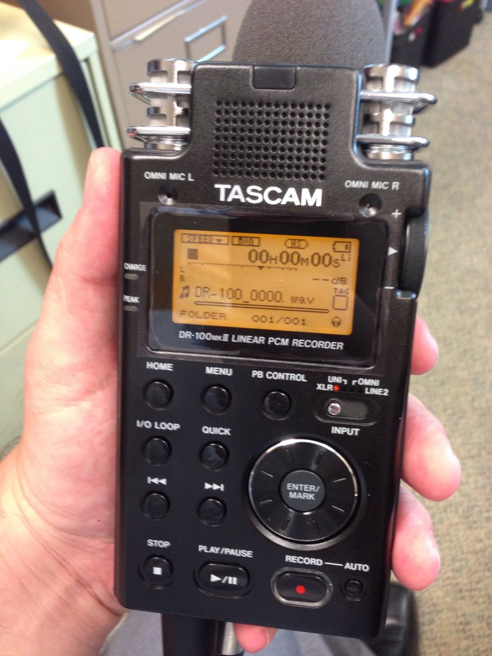 RECORDER SHOULD LOOK LIKE THIS WHEN READY.  NOTE BATTERY IS LOW IN THIS PICTURE.  PLUGGING THE UNIT INTO THE COMPUTER AND TURNING IT ON WILL CHARGE IT.