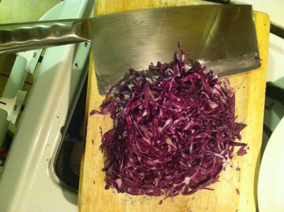 Red cabbage chopped down