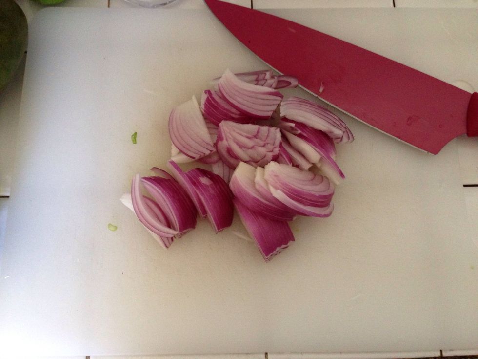 Red onion peeled, then Julienne Cut.