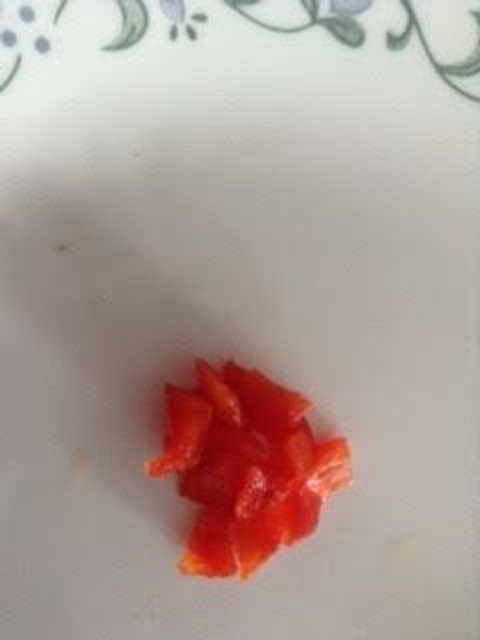 Red pepper cut into small pieces.