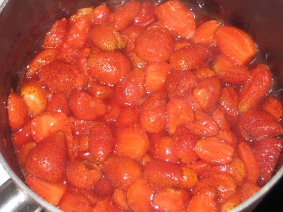 Reduce heat when it starts to boil and simmer while stirring till berries are soft. 5-10 min depending on the quantity.