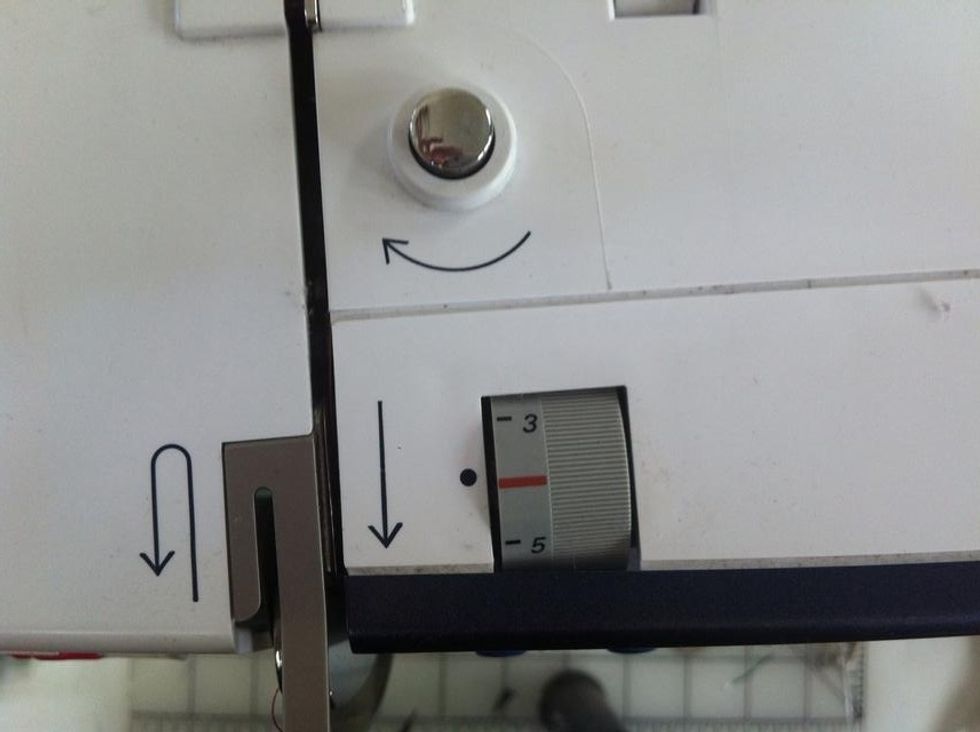 Reduce/Lower top tension one number. This is important to keep bobbin thread from migrating to top. Here the stitch length started at Four.