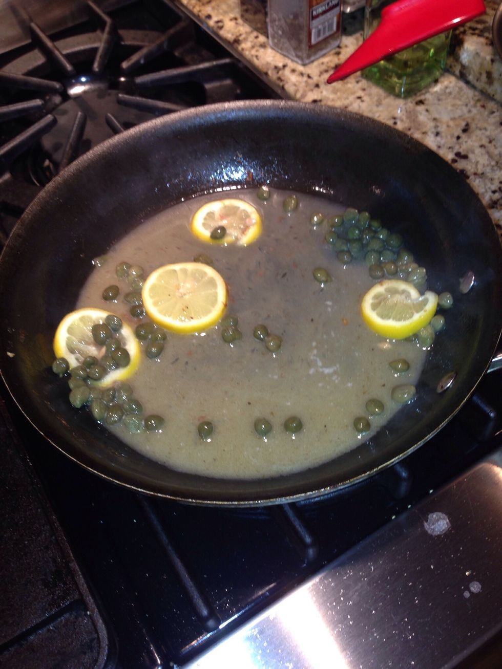 Reduce over low to med heat until it becomes a little thicker. About 5-8 minutes. Stirring frequently. Season to taste with salt and pepper.