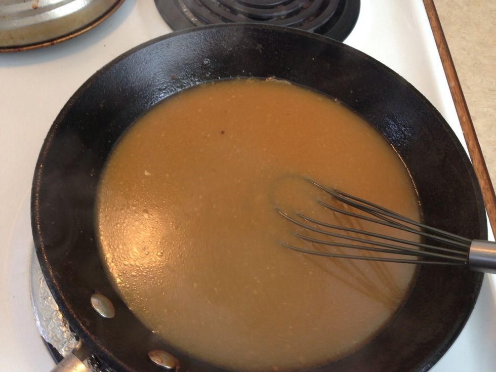 Reduce slightly and whisk in Dijon.