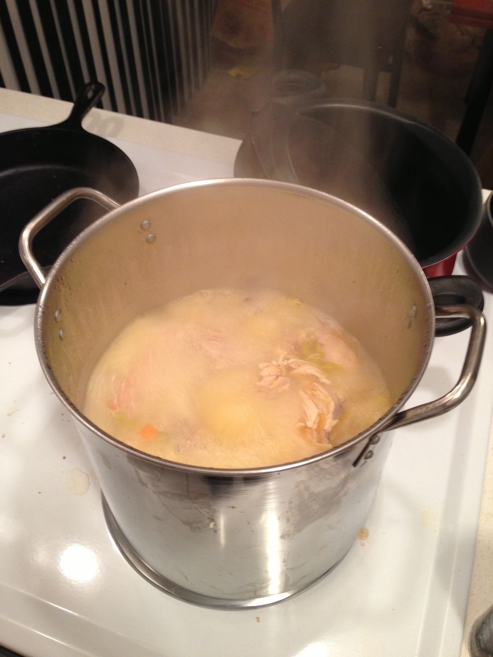Reduce the broth by 1/2 should take 30-45 min at high boil.