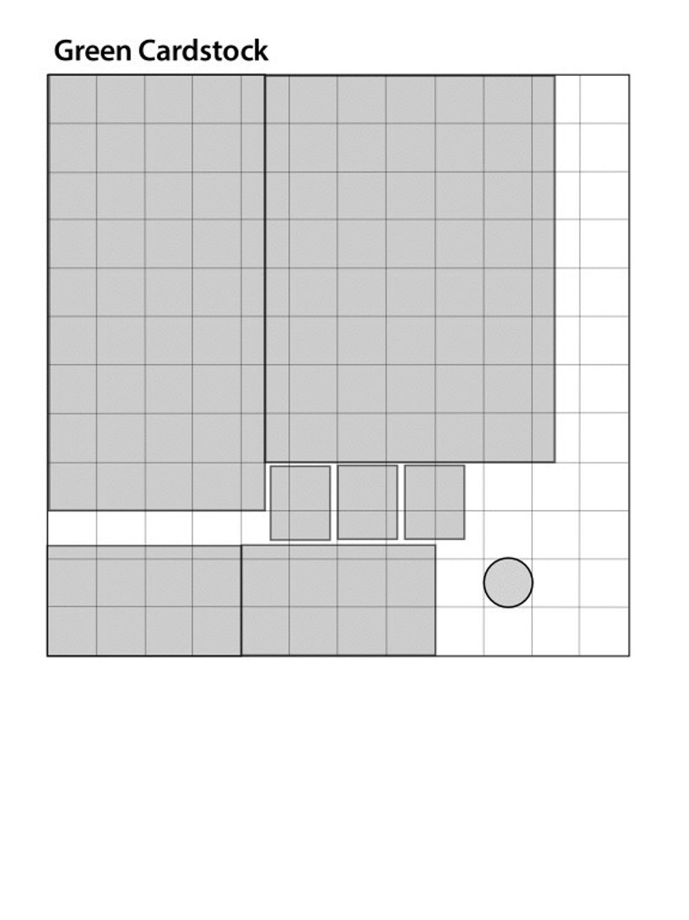 Refer to this diagram to economically cut the green cardstock pieces as directed throughout the guide.