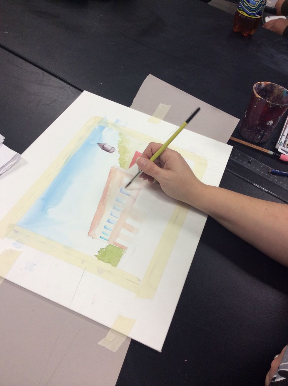 Reflect the color of the sky in the windows