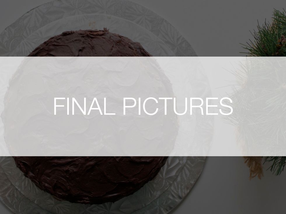 Refrigerate your cake which solidifies your Chocolate Ganache. Enjoy!