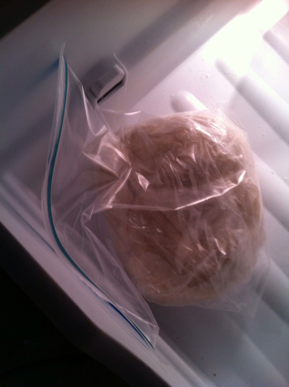 Remaining dough; shape a disc and wrap in plastic. Then freezer bag. Into the freezer