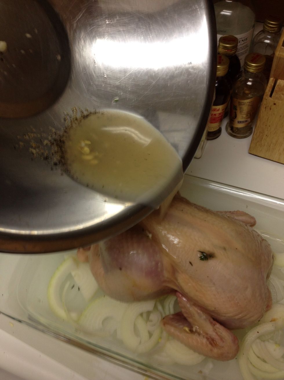 Remaining flutes from bowl on the chicken