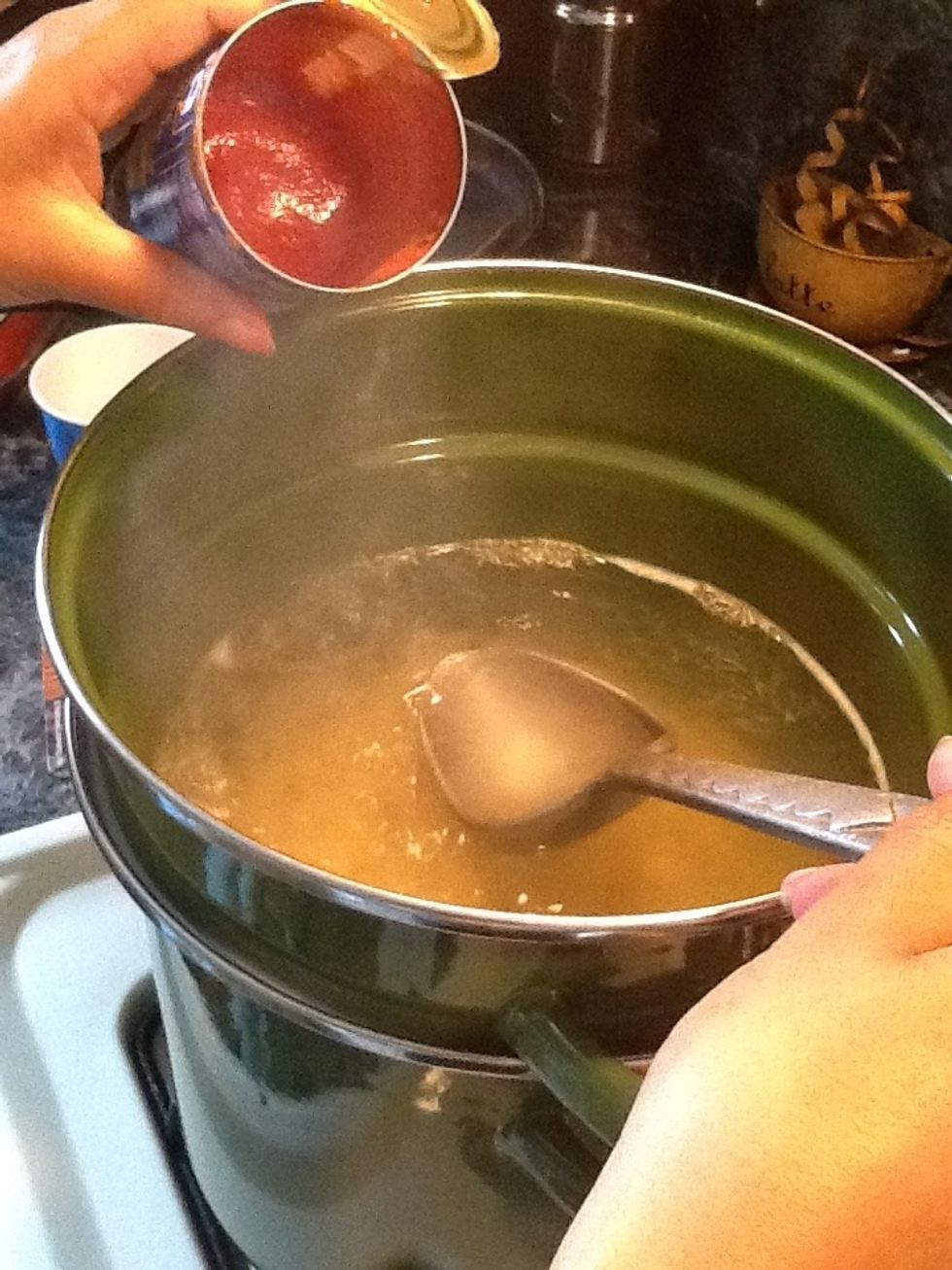 Remember the can? well go get it and lets remove some of the water from the spaghetti.