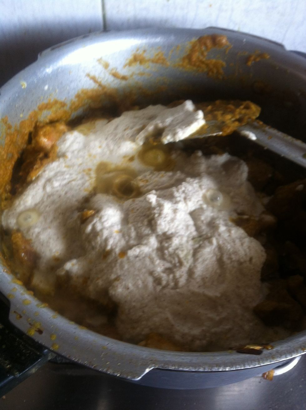 Remember the coconut in slide 2 it's time for them to go in the mixer... Zee eer zee err Done ok add then