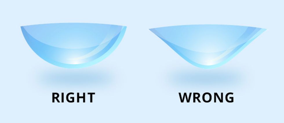 Remember the contact lens has to be the correct shape before you apply it.