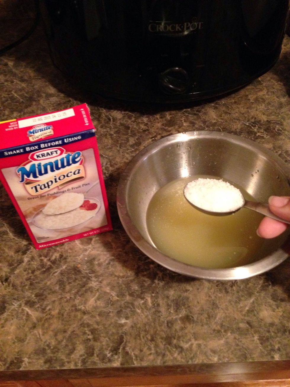 Remember the pineapple juice!!! Bring that forward and add two tablespoons of quick cook tapioca.