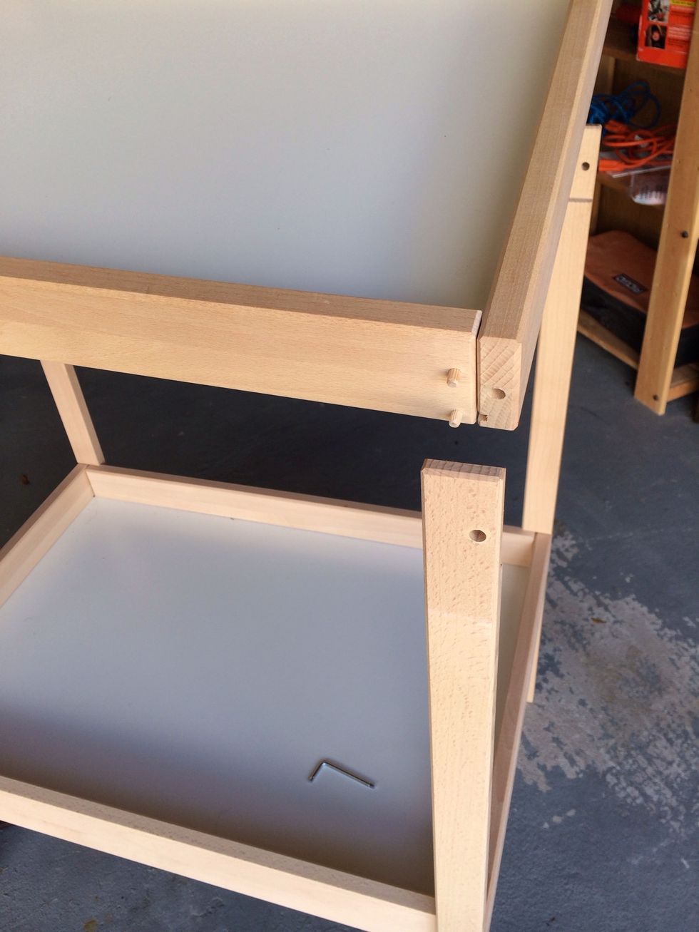 Remember there are two dowels that help keep the legs on the table. The legs are easily removed by pulling them away from the table.