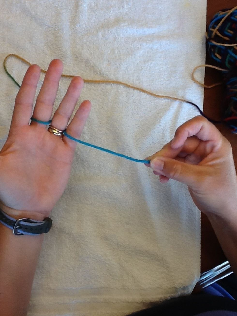 Remember, there should still be 3" of yarn hanging off the side of your hand by your pinky.