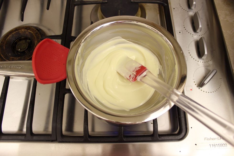 Remember to constantly stir so you don't burn the white chocolate.