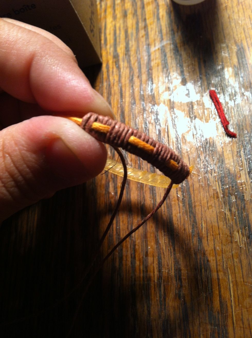 Remember to push your wrapping string back against what you've already done and pull your secondary string taught after you've wrapped over it.