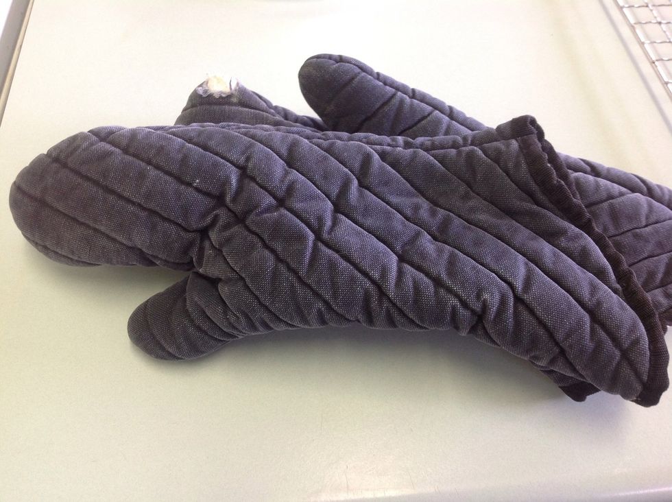 Remember to use oven mitts when taking the tray in and out!