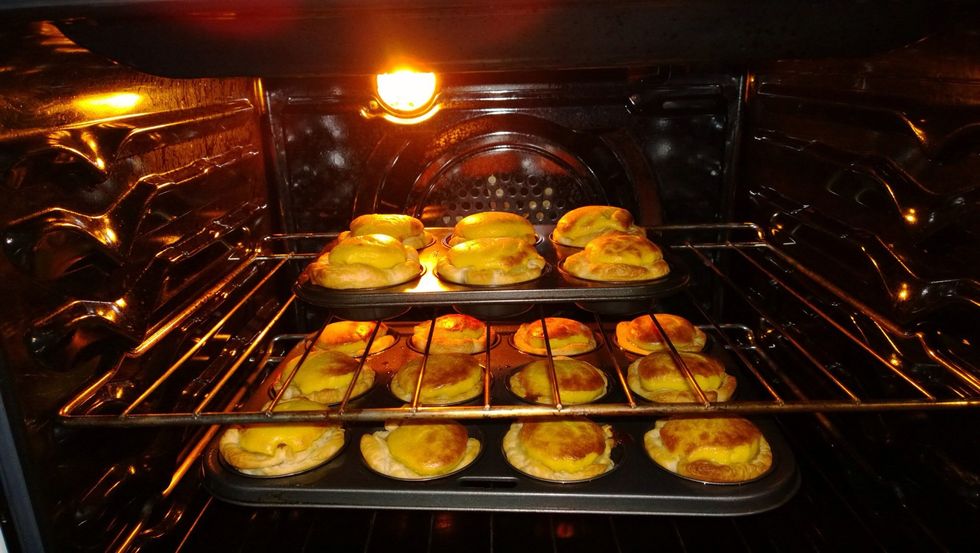 Remember, we don't want the tarts all browned. They should look something like this. Like a spotted leopard.