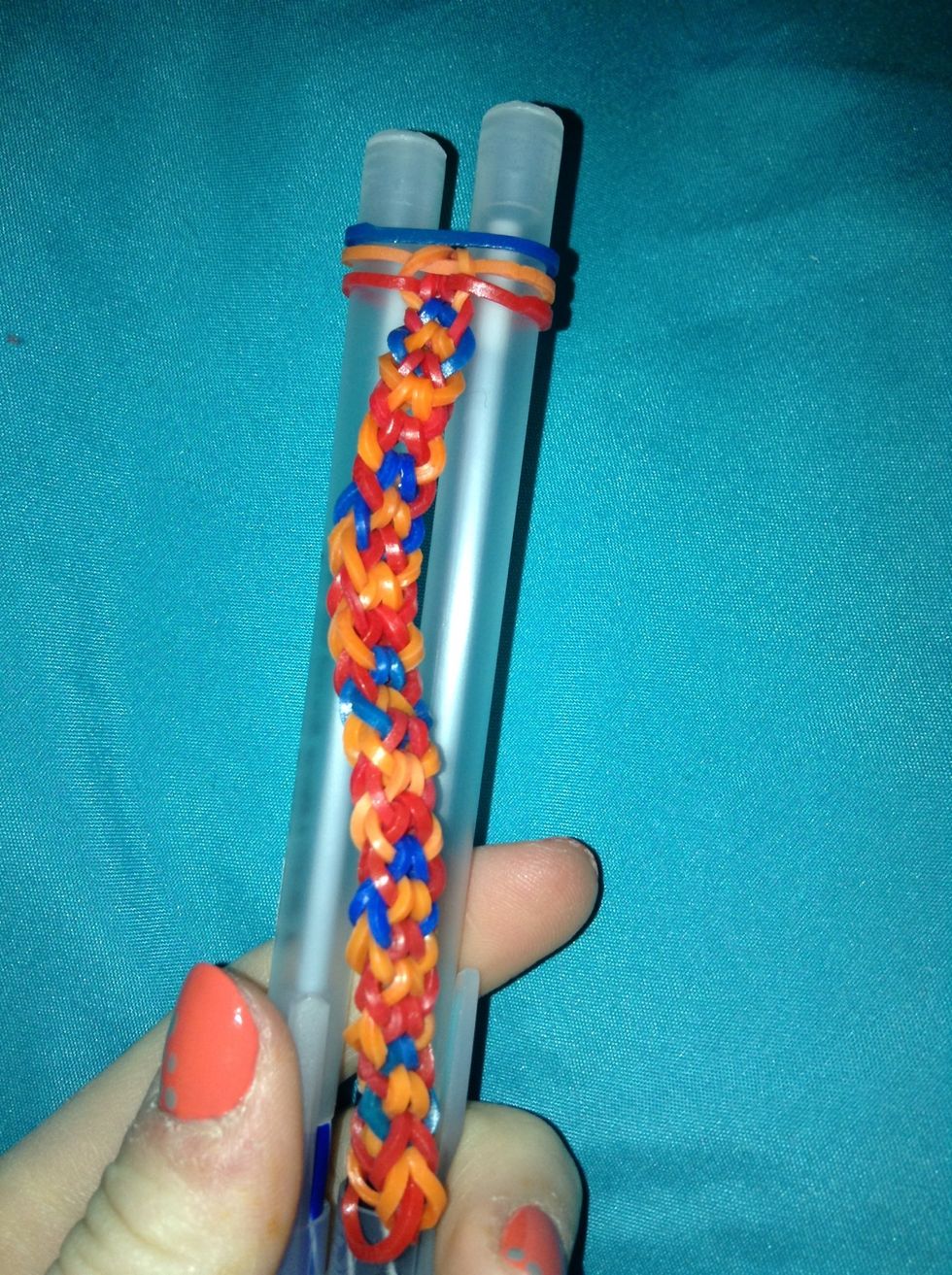 Remember, when you get to the top of the pens, move the bands down