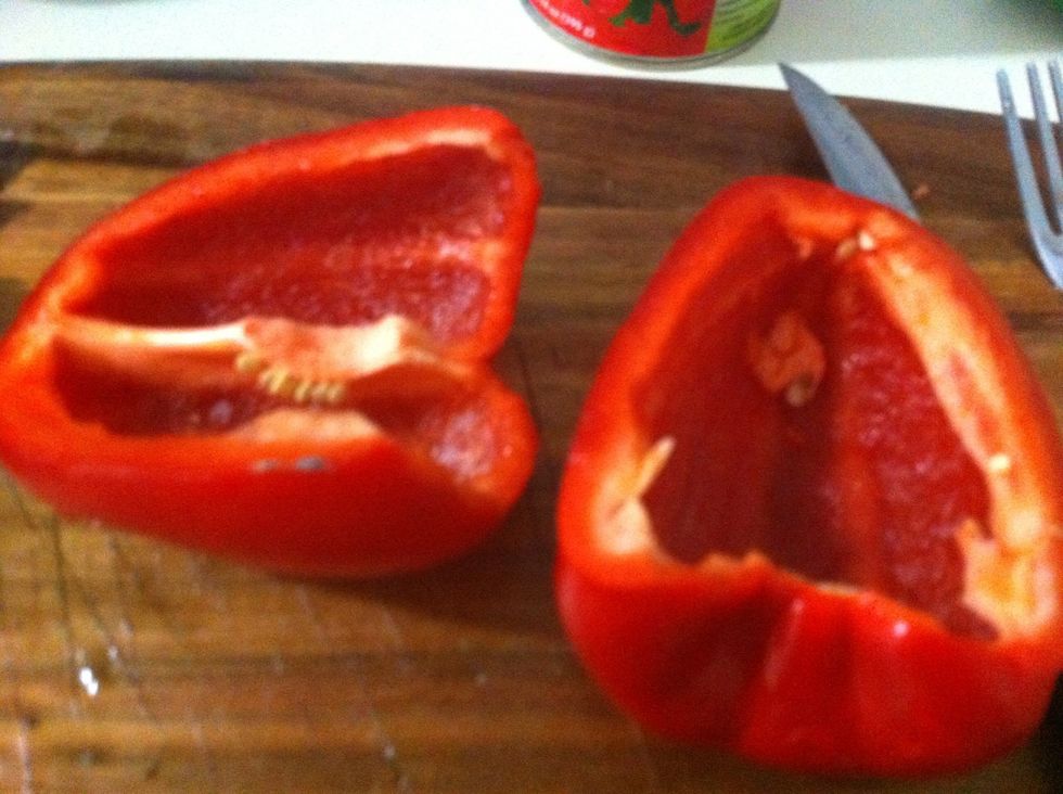 Remember you're using fresh bell pepper and slice madly as you wonder why you didn't roast them first or cook then before the salami