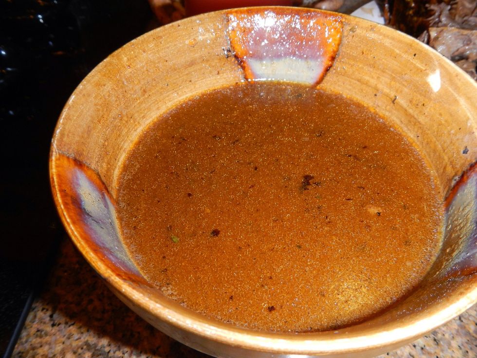 Remove a few spoonfuls of au jus from the pot. Turn the heat up to med -high.