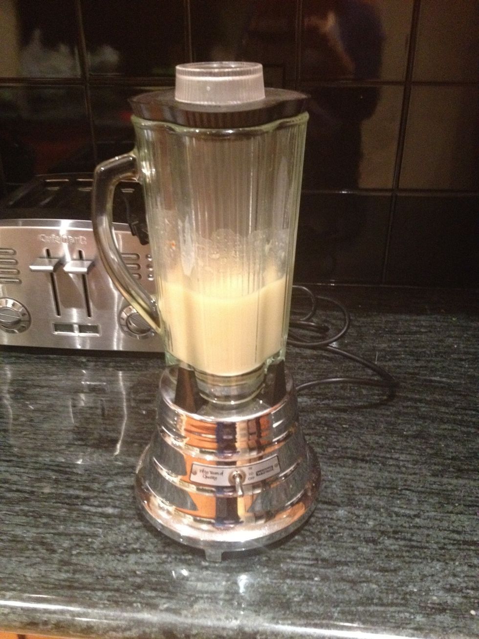 Remove about half of the soup and blend until smooth.