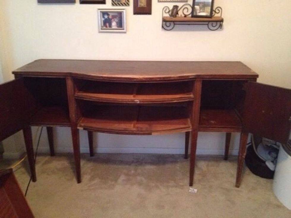 Remove all drawers and hardware