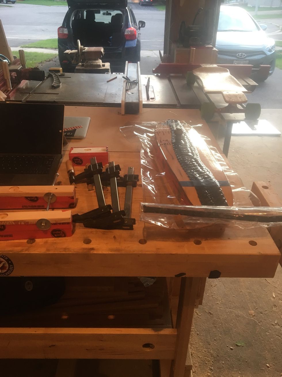 Remove clamping cauls.