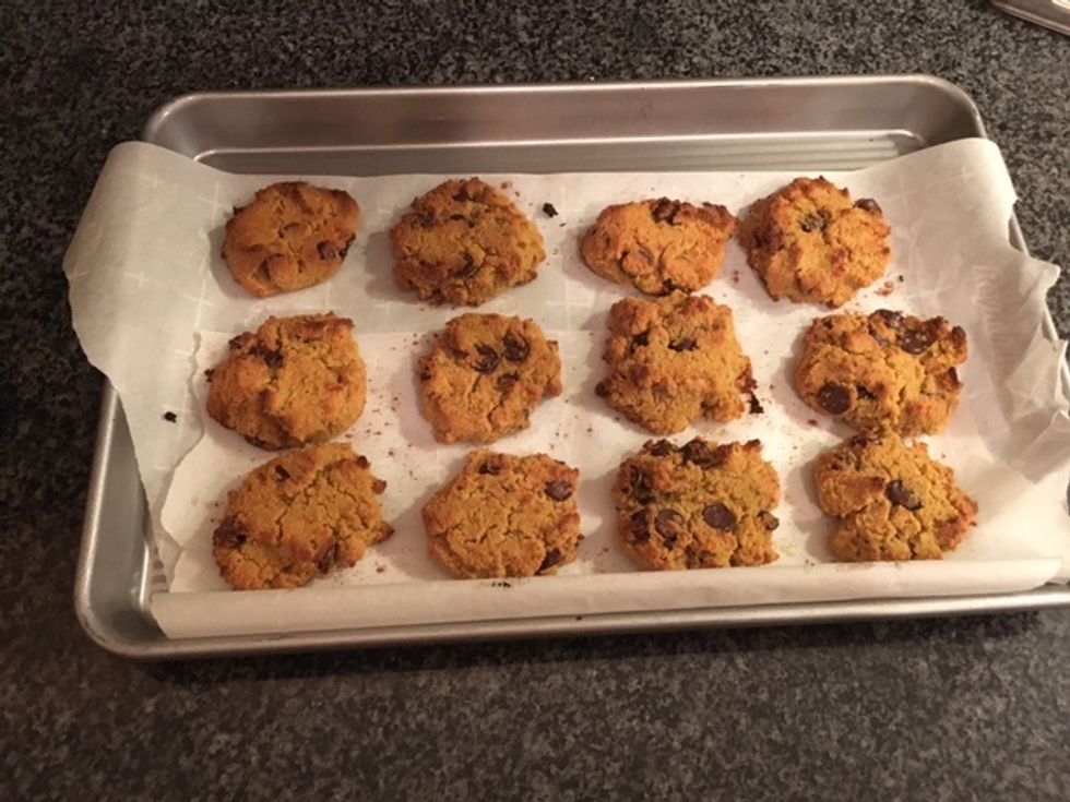 Remove cookies from oven after 16 minutes or when golden brown. Sprinkle additional pumpkin pie spice over the cookies