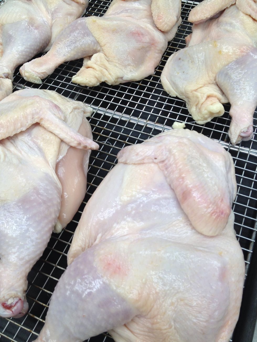 Remove from brine and place on icing grids on a sheet pan