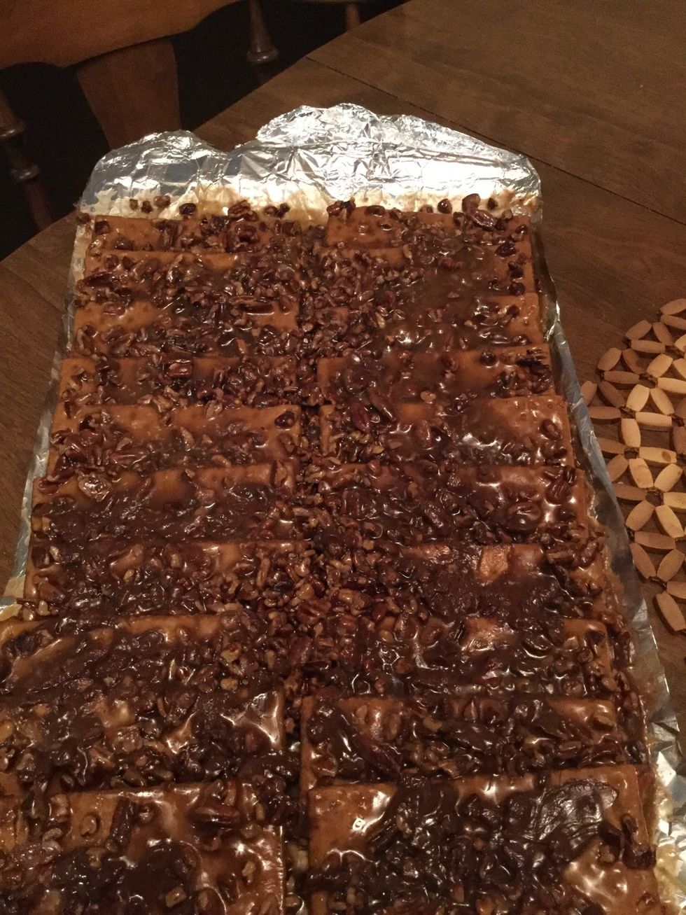 Remove from cookie sheet and sit on a cookie rack and let cool for an hour