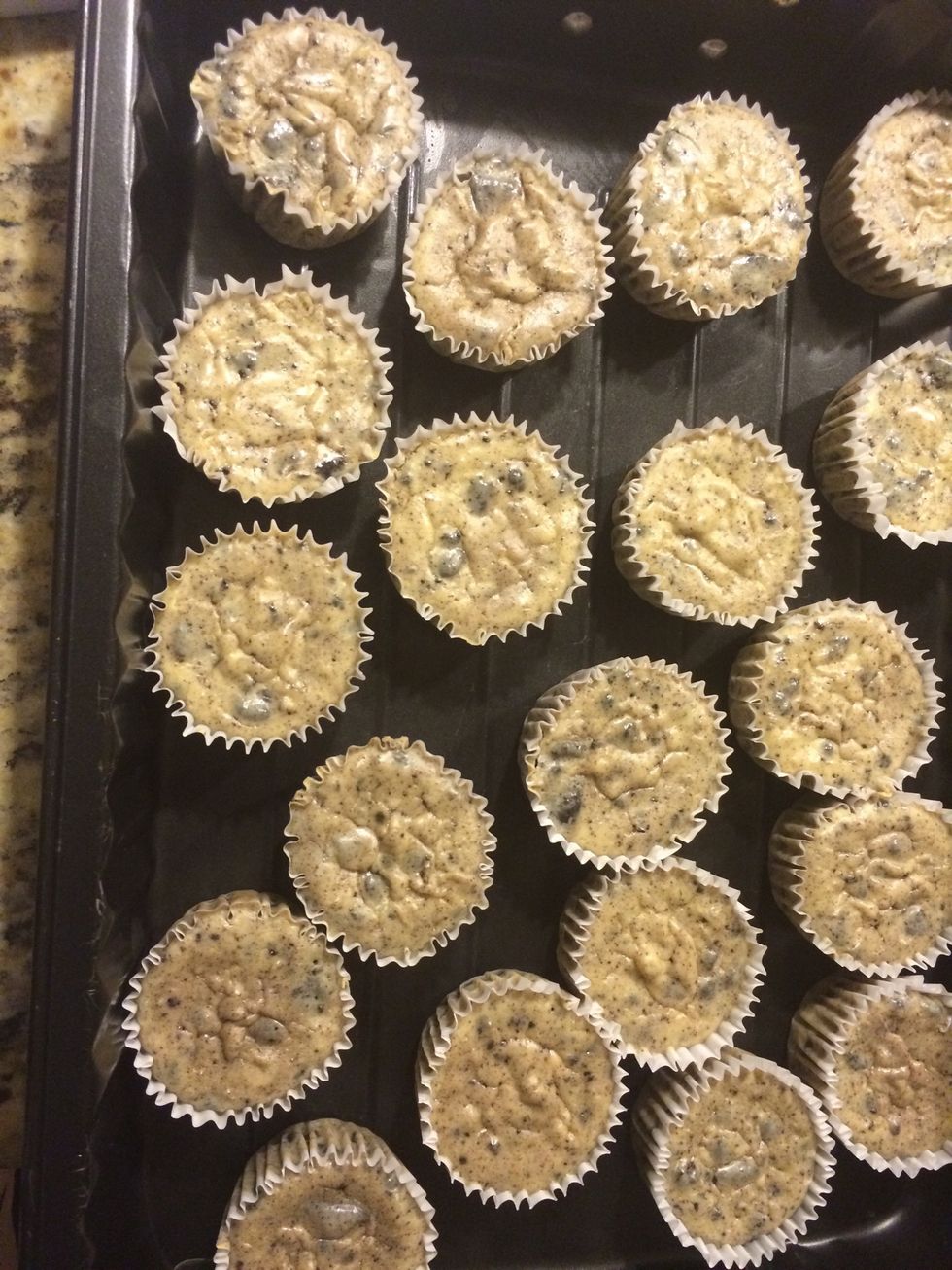 Remove from cupcake tin and place in a pan then place pan into refrigerator for at least four hours( I left mine in over night)