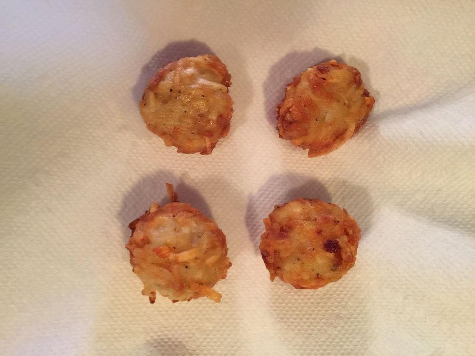 Remove from frying pan and put on paper towel