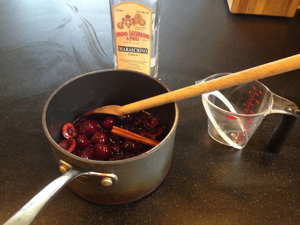 Remove from heat. Add 1 cup maraschino.
